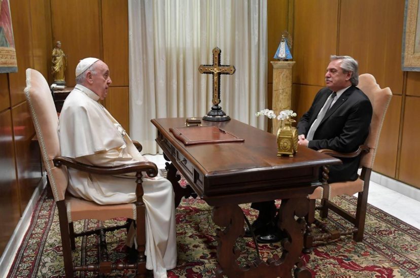 El Papa Francisco con Alberto Fernández.