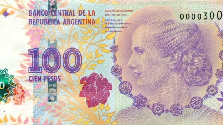 billete de $100 Eva Perón