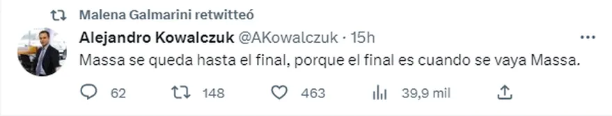 tuit kowalczuk renuncia ministro de economía