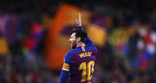 Lionel Messi saludando al público del Barcelona