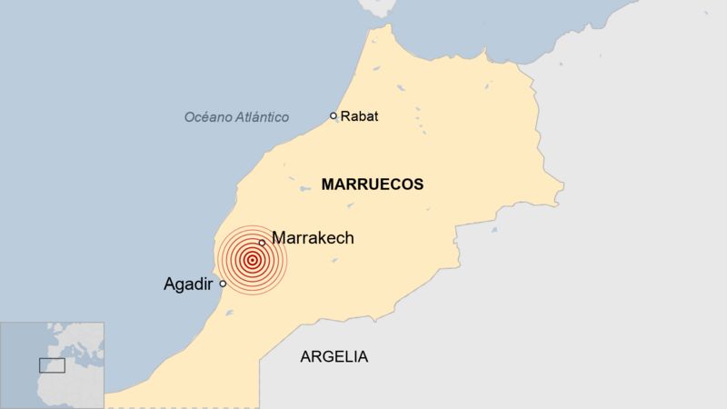 Epicentro del terremoto en Marruecos.