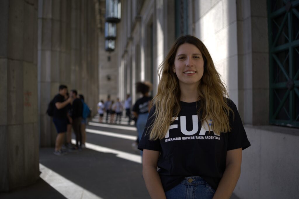 Piera Fernández De Piccoli, presidenta de la FUA, la cual encabeza la campaña contra el voucher en la universidad pública.