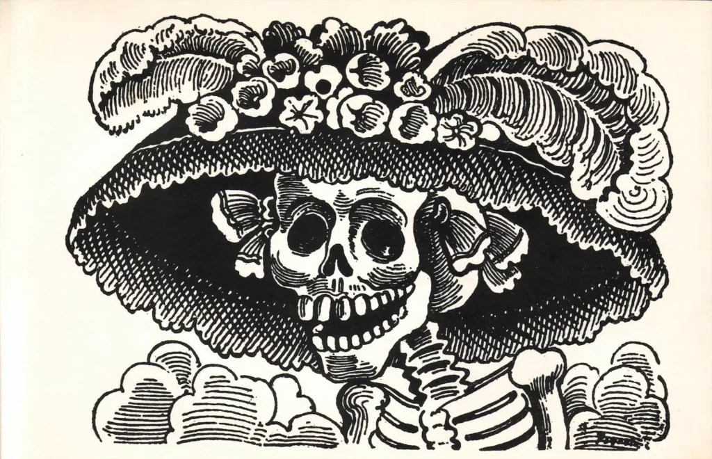 Ilustración original de la Catrina. Día de los muertos.