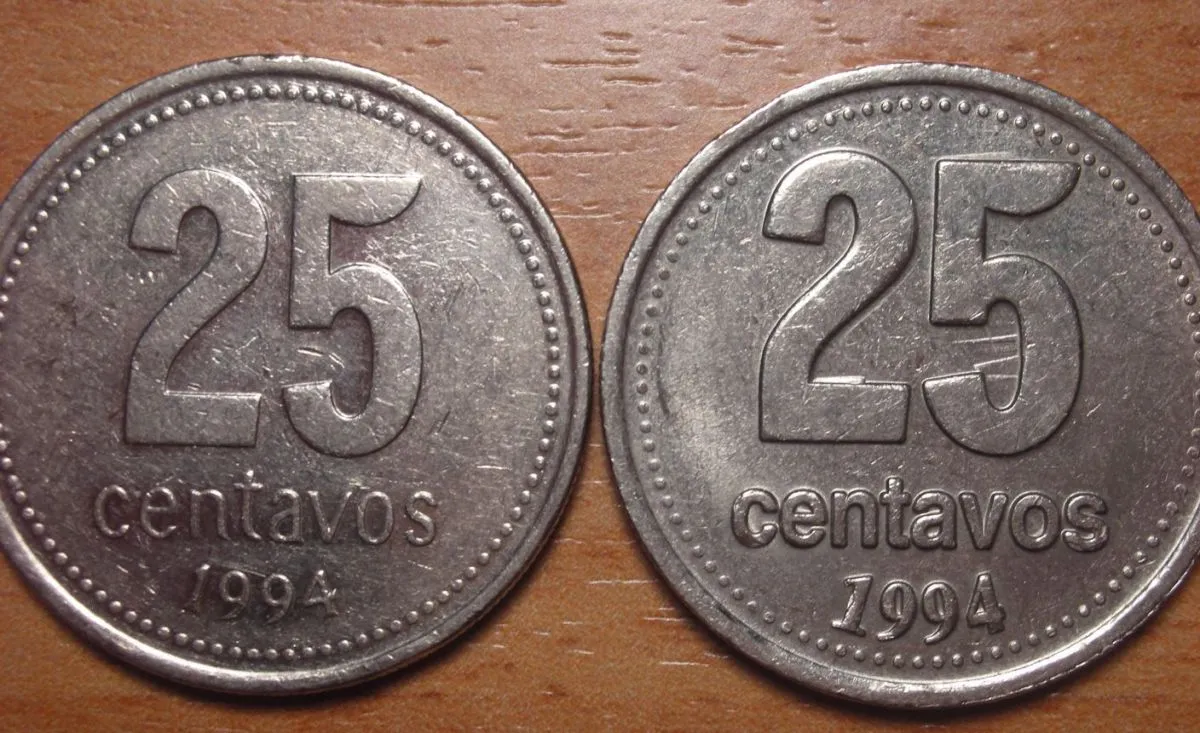 monedas de 25 centavos imantadas