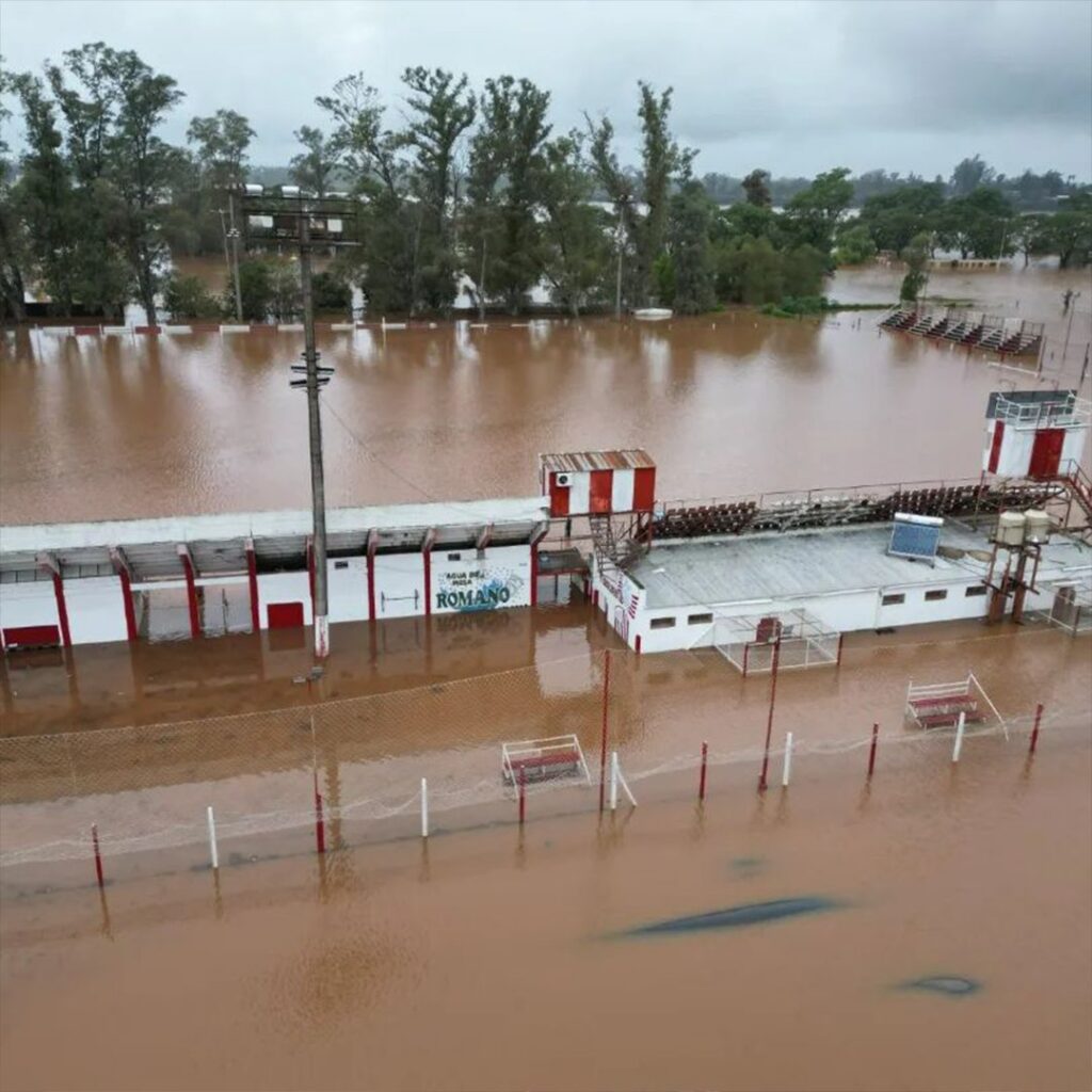 La inundación en el Club Libertad de Concordia. Foto: IG/libertadconcordia.